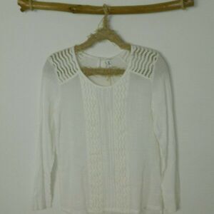 Monoreno Boutique Blouse Ivory Embroidered Peasant Small‎
